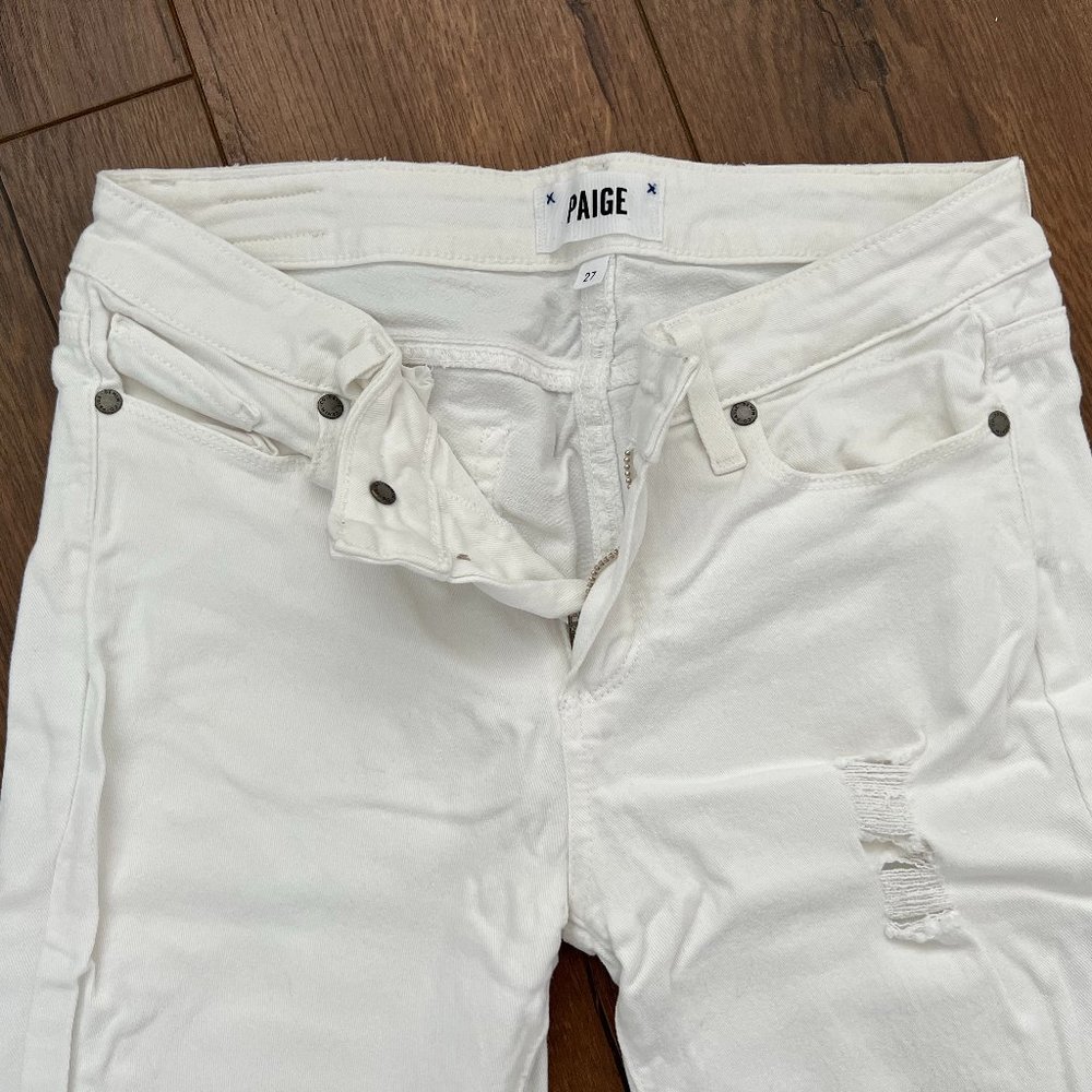 Paige White Distressed Skinny Jeans Size 27 - Picture 2 of 2